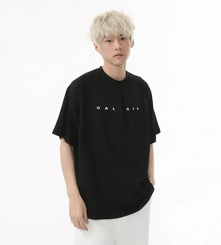 Men's Short Sleeve T-shirts New Korean Summer Solid Color Deisgn Letter Embroidered Stylish Loose Pullover Male Top 9W1599