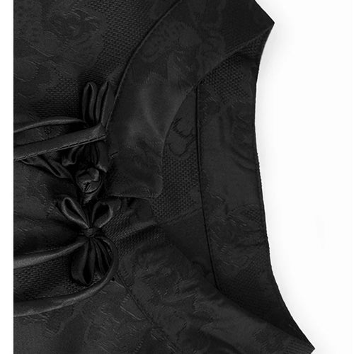 Load image into Gallery viewer, Women Black Jacquard Buckle Mesh Big Size Midi Dress New Stand Collar Short Sleeve Fashion Tide Spring Summer 2025 1DJ1231
