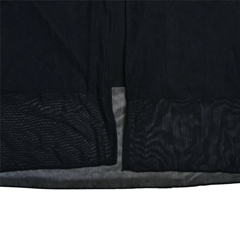 Elegant Sheer Long Sleeve Bodycon Maxi Dress For Women Fashion Mesh Black Strapless Backless Club Party Sexy Dress