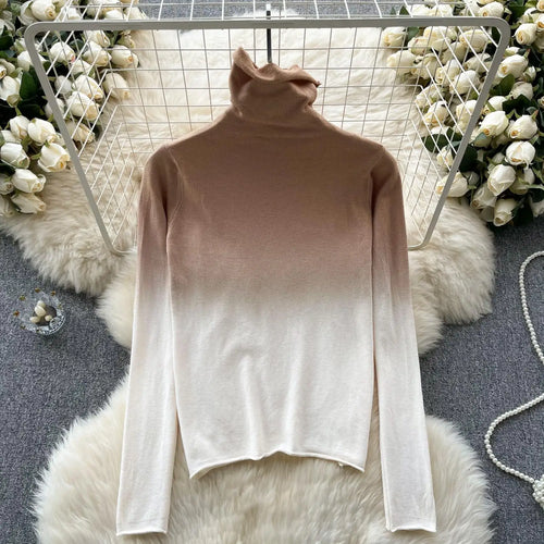 Load image into Gallery viewer, Women Vintage Elegant Long Sleeved Gradual Knitted Sweater Female Autumn New Turtleneck Slim Pullover Tops Fashion Versatile Y2k
