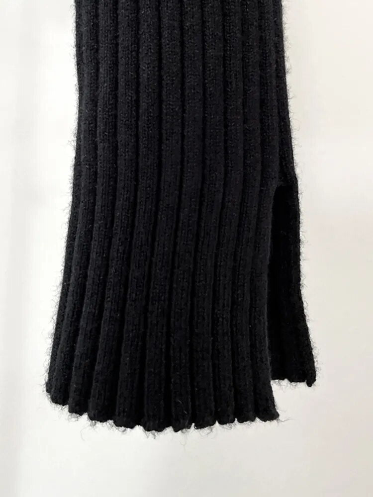 Slim Black Sweater For Women Round Neck Long Sleeve Solid Minimalist Knitting Cardigan Female Spring Clothing Style