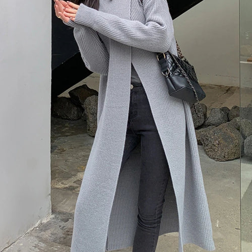 Load image into Gallery viewer, Women Orange Knitting Long Slit Big Size Dress New Turtleneck Long Sleeve Loose Fit Fashion Spring Autumn 2025 1DE5886
