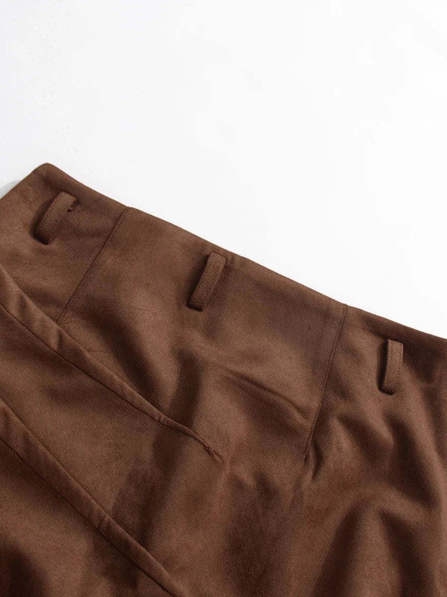 Solid Slimming Spliced Folds Fashion Skirts for Women High Waist Split Patchwork Belt Temperament Skirt Female New