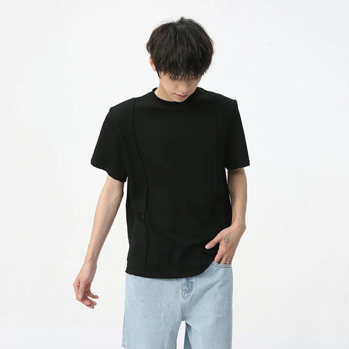 Load image into Gallery viewer, Summer Men&#39;s Short Sleeve T-shirt Korean Version Shoulder Pad Round Neck Trend Fashion Loose Casual Top 9C5627
