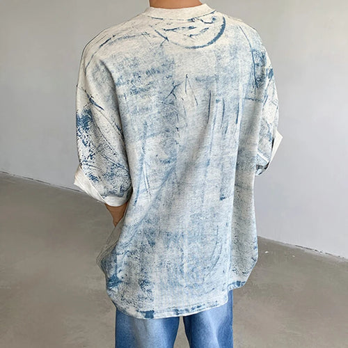 Load image into Gallery viewer, Men's T-shirts Handpainted Tie-dyed Design Short Sleeved Pullover Round Collar New Summer Style Male T-shirt 2025 9W1339
