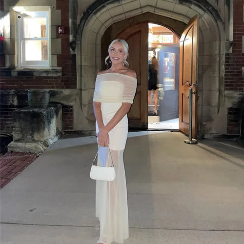 Load image into Gallery viewer, Mesh Strapless Off-shoulder Sexy Ruffled Mini Dress For Women Fashion Backless High Waist Female Ruched Party Dress
