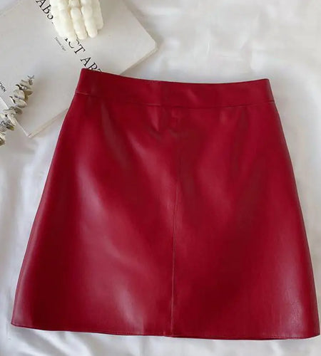 Solid Zipper Wrap Hip Leather Skirt Autumn Winter New Korean High Waist Mini Skirt Female Chic Sexy Club A-line Pu Skirts Women