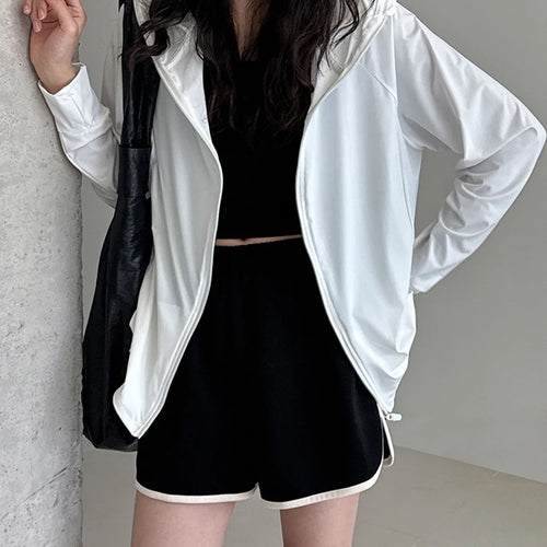 Load image into Gallery viewer, Gray Sunscreen Thin Big Size Casual Jacket New Hooded Long Sleeve Women Coat Fashion Tide Spring Autumn 2025 1DJ1562

