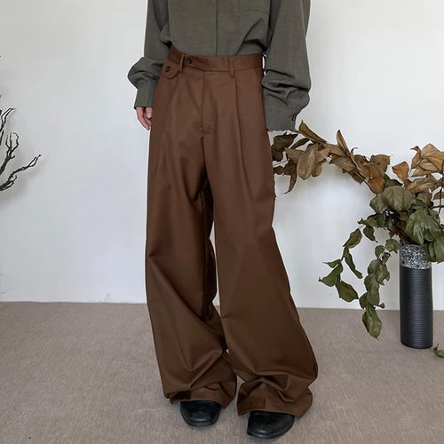 Load image into Gallery viewer, Korean Style Men&#39;s Suit Pants Pleated Soldi Color Droop Straight Business Casual Wide Leg Loose Male Trousers Tide 9C8870
