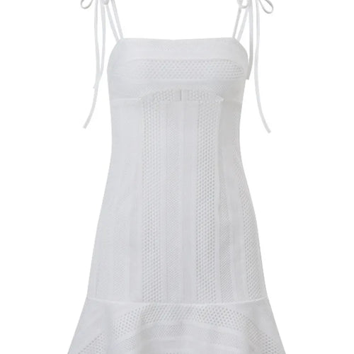 Load image into Gallery viewer, Sexy Spaghetti Strap Mesh Hollow Out Women Dress 2024 Summer New Fashion Street Strap Skirt Party Vacation Beachwear
