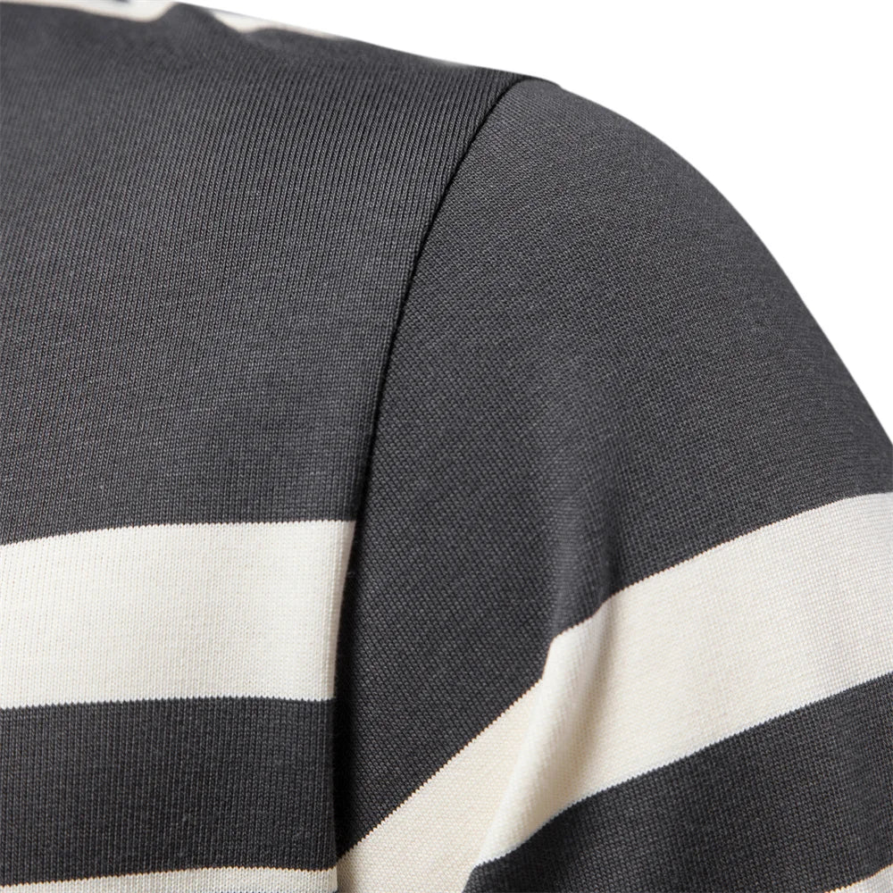 Cotton Long Sleeve Men's Polo Shirts Cotton Striped Zipper Polo Shirts for Men New Spring Designer Men Clothing