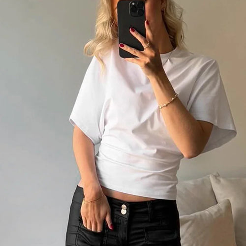 Load image into Gallery viewer, Fashion Casual Solid Gray Cropped T-shirt 2025 Woman Clothes O-neck Corset Tops Streetwear Girls Spring Summer Short Tee Shirts
