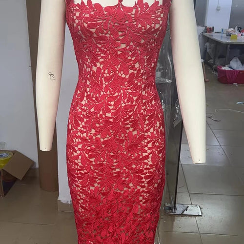 Load image into Gallery viewer, Bows Lace Sexy Maxi Dress For Women Fashion Sleeveless Backless Bodycon New Year's Birthday Club Party Long Dress
