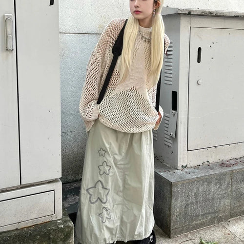Load image into Gallery viewer, Hollow Knitwear Y2k Aesthetic Thin Sweater Harajuku Streetwear Punk See Through Tops Jumper Ropa De Mujer Fairy Grunge
