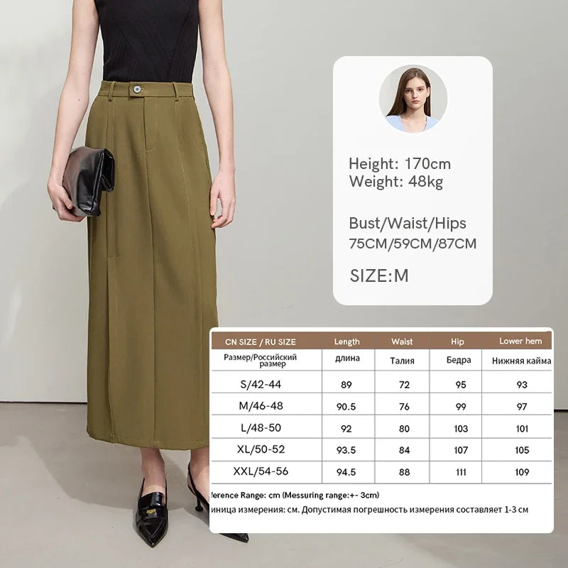 Minimalism Premium Skirt For Women 2025 Autumn New Commuter Asymmetric Split Straight Skirt Slim Thin Suit Skirt 12521019