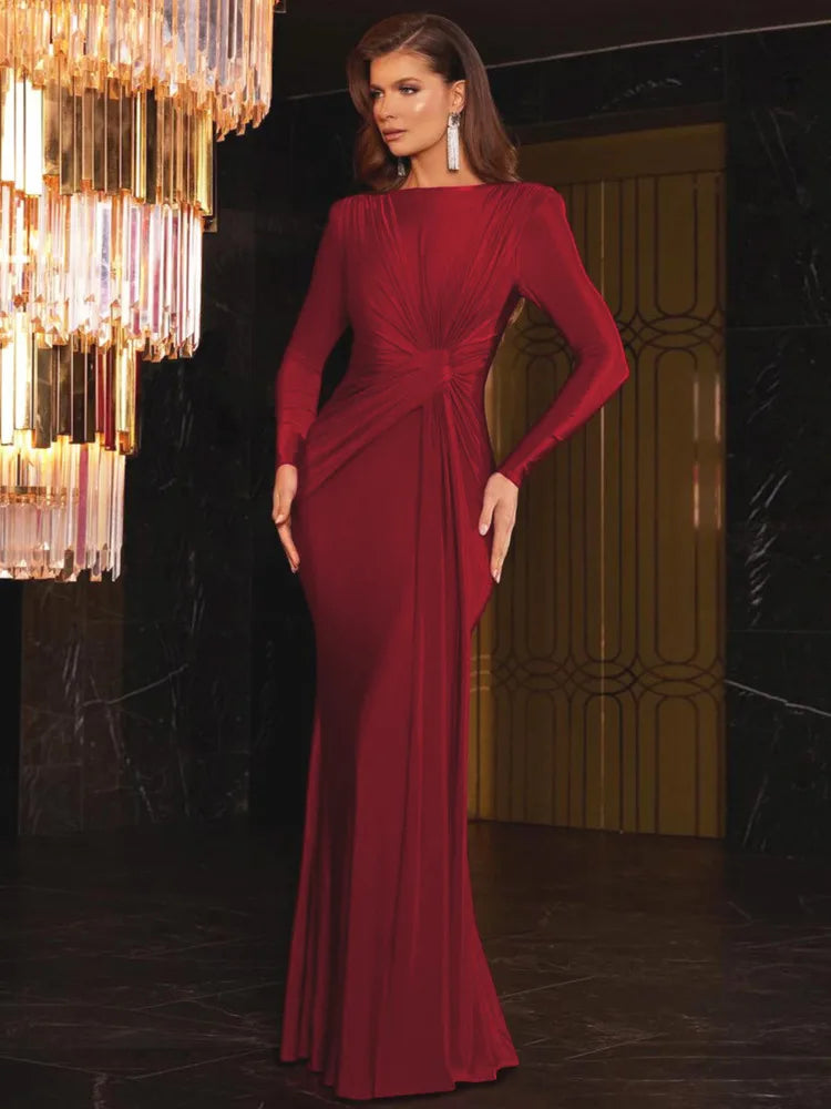Elegant Long Sleeve Bodycon Party Club Evening Dress For Women 2025 New Fashion Temperament Slim Tight Elastic Vestidos