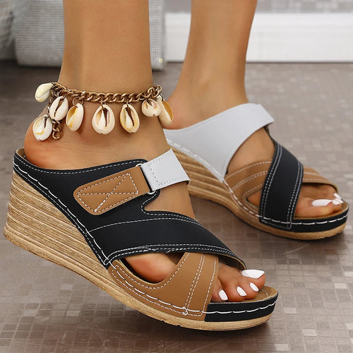 Load image into Gallery viewer, Women&#39;s Sandals High Heels Wedges Sandals Women Shoes Summer Sandalias Mujer Mix Color Slippers Heeled Sandals Summer Footwear
