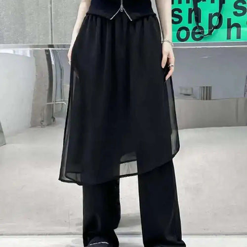 Load image into Gallery viewer, High Elastic Waist Black Mesh Irreuglar Wide Leg Pants New Loose Fit Trousers Women Fashion Spring Autumn 2025 1DH4385
