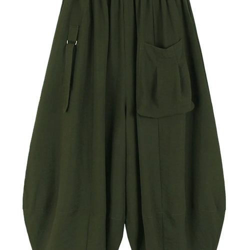 Load image into Gallery viewer, High Elastic Waist Green Buckle Casual Pocket Long Wide Leg Pants New Trousers Women Fashion Spring Autumn 2025 1DH5454
