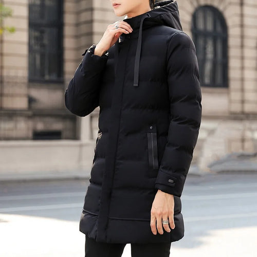 Load image into Gallery viewer, Men Fashion Coat Casual Slim Zipper Jacket Winter Warm Hooded Long Parka Men New Warm Autumn Thick Waterproof Coat Men
