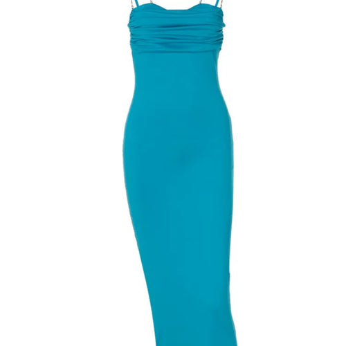 Load image into Gallery viewer, Spaghetti Strap Sexy Naked Back Bodycon Dress Women 2024 Summer Female New Metal Chain Sexy Slim Wrap Hip Vestidos
