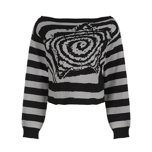 Load image into Gallery viewer, Streetwear Fashion Striped Women Sweaters Harajuku Autumn Winter Warm Knitted Pullover Contrast Color Gothic Dark New
