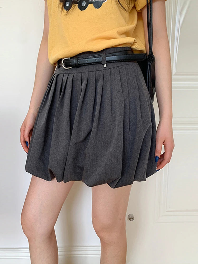 High Elastic Waist White Pleated Elegant Mini Bud Half-body Skirt Women Fashion Tide New Spring Summer 2025 1DJ1491