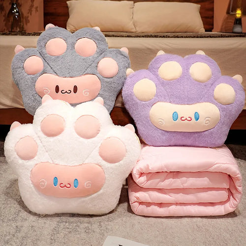 Load image into Gallery viewer, 35*42cm Kawaii Cat Paw Plush Pillow Cushion with Blanket Multifunctional Toys Stuffed Soft Animal Dolls Home Decoration Winter
