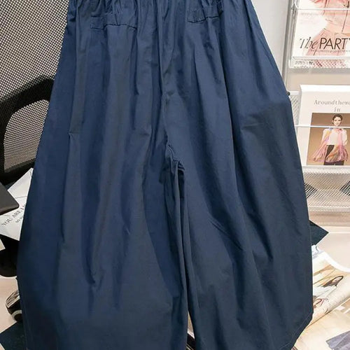 Load image into Gallery viewer, Black Leisure Comfortable Shorts For Women Summer New Green Elastic High Waist Lace Up Loose Blue Wide Leg Seven Point Pants New
