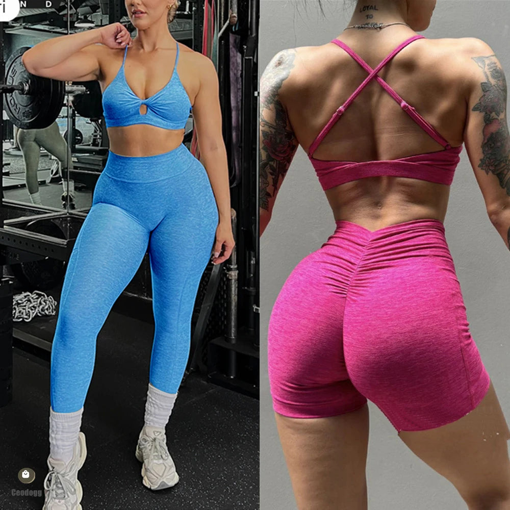 Yoga Pants Back V Butt Women High Waist Fitness Workout Tights Gym Push Up Running Scrunch Fitness Leggings Shorts Active Wear