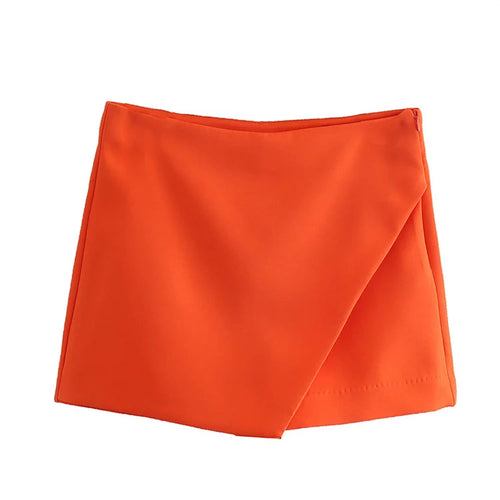 Load image into Gallery viewer, Women Fashion Candy Color Asymmetrical Shorts Skirts Lady Zipper Fly Pockets Hot Shorts Chic Pantalone
