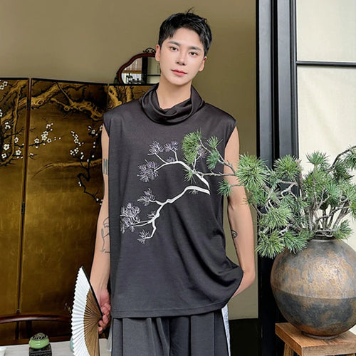 Load image into Gallery viewer, Chinese Style Men&#39;s Tank Top 2024 Summer New Embroidered Sleeveless Personality Stacked Collar Design Loose Male Vest C5912
