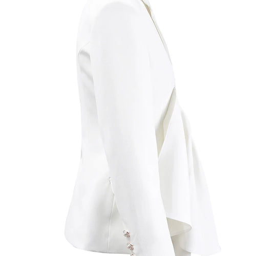 Load image into Gallery viewer, Women White Irregular Pleated Elegant Blazer New Lapel Long Sleeve Jacket Fashion Tide Spring Autumn 2025 CPDB052
