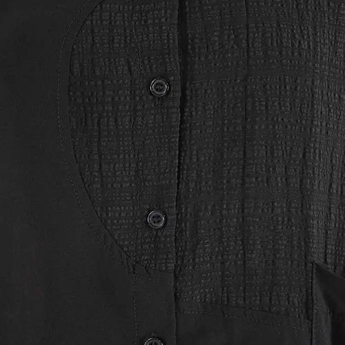 Load image into Gallery viewer, Women Black Pleated Pocket Big Size Casual Blouse New Lapel Long Sleeve Shirt Fashion Tide Spring Autumn 2025 CPG1905
