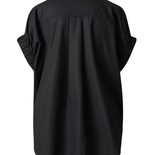 Load image into Gallery viewer, Women Black Colorful Rhinestones Big Size Blouse New Lapel Short Sleeve Shirt Fashion Tide Spring Summer 2025 CPG3228
