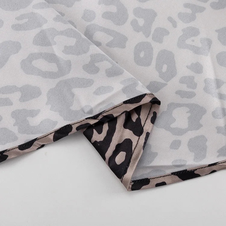 Satin Leopard Print Long Skirt Women Fashion High Waist Maxi Fishtail Skirt Ladies Fashion With Zipper Sexy Skirts