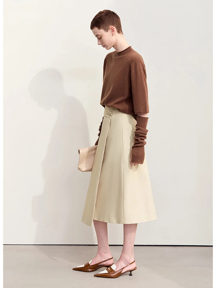 Minimalism 2024 Autumn New Women's Skirts Rose Aroma Metal Decoration Matching Piece A-line Long Skirt For Women 12423020