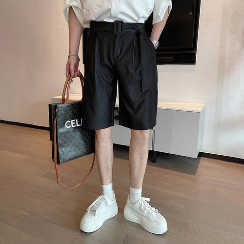 Load image into Gallery viewer, Trendy Men&#39;s Shorts Lace-up Solid Color Male Bottoms Pocket 2024 Summer Loose Temperament Knee-length  9C6440
