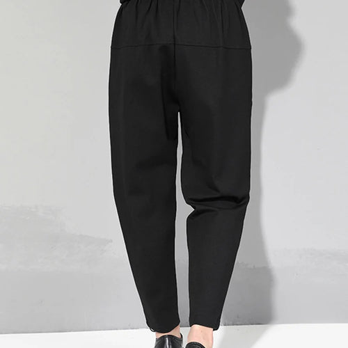 Load image into Gallery viewer, Women Patchwork Split Joint Brief Pants New Spring Autumn High Elastic Waist Black Loose Trousers Fashion Tide 2025  JQ013
