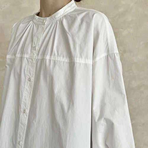 Load image into Gallery viewer, Women White Elegant Big Size Blouse New Stand Collar Long Lantern Sleeve Shirt Fashion Tide Spring Autumn 2025 1DH9280
