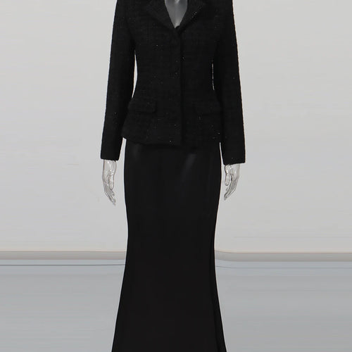 Load image into Gallery viewer, Slimming Elegant Two Piece Sets for Women Lapel Long Sleeves Tunic Spliced Buttons Top High Waist Skirt Set Female
