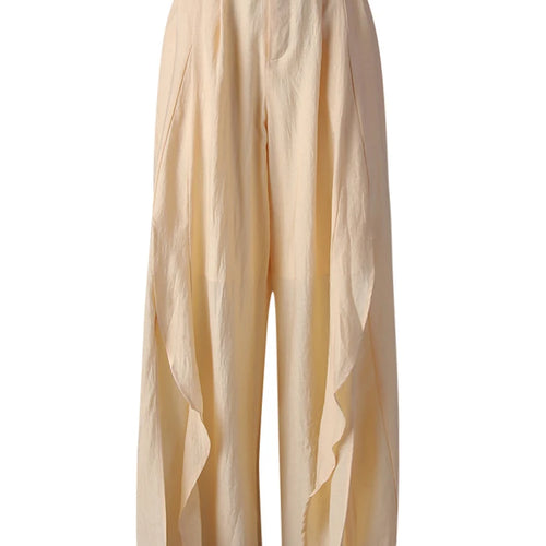 Load image into Gallery viewer, High Waist Yellow Irregular Ruffles Wide Leg Long Pants New Trousers Women Fashion Tide Spring Autumn 2025 CPG3259
