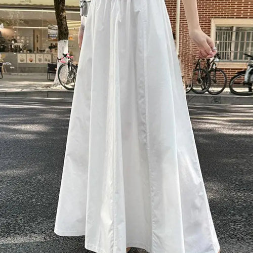 Load image into Gallery viewer, Spring Summer Women Black White Elegant Oversized Long Skirt French Fashion Brown High Waist Vacation Pleated Half Skirt Popular
