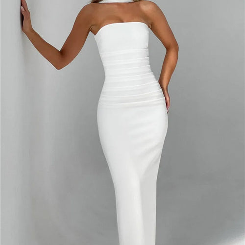 Load image into Gallery viewer, Scarf Collar Strapless Sexy Maxi Dress For Women Fashion Off-shoulder Backless Bodycon Club Party Long Dress Elegant
