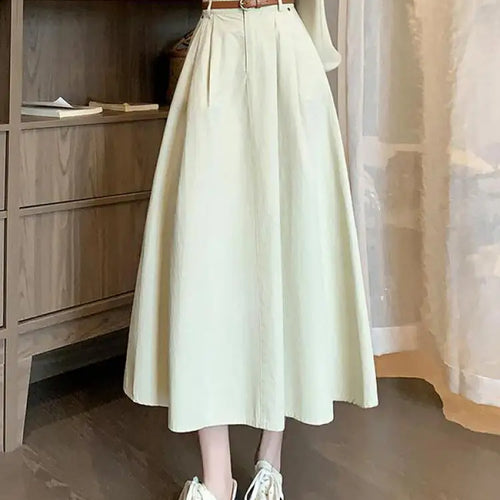 Load image into Gallery viewer, French Fashion Women's Black Beige Elegant Pleated Long Skirt Spring Summer Khaki High Waist Pocket Skirts Popular Versatile New
