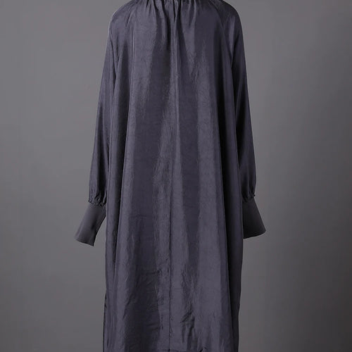 Load image into Gallery viewer, Women Gray Brief Long Big Size Elegant Dress New Turtleneck Long Sleeve Loose Fit Fashion Tide Spring Autumn 2025 1DH0252
