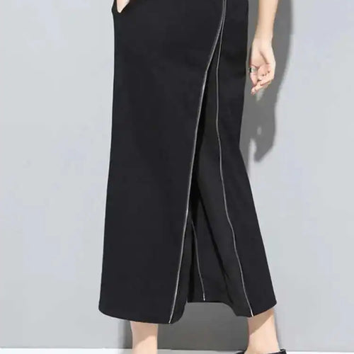 Load image into Gallery viewer, High Elastic Waist Black Zipper Two Ways Wear Long Wide Leg Pants New Trousers Women Fashion Tide Spring Autumn 2025 JS994
