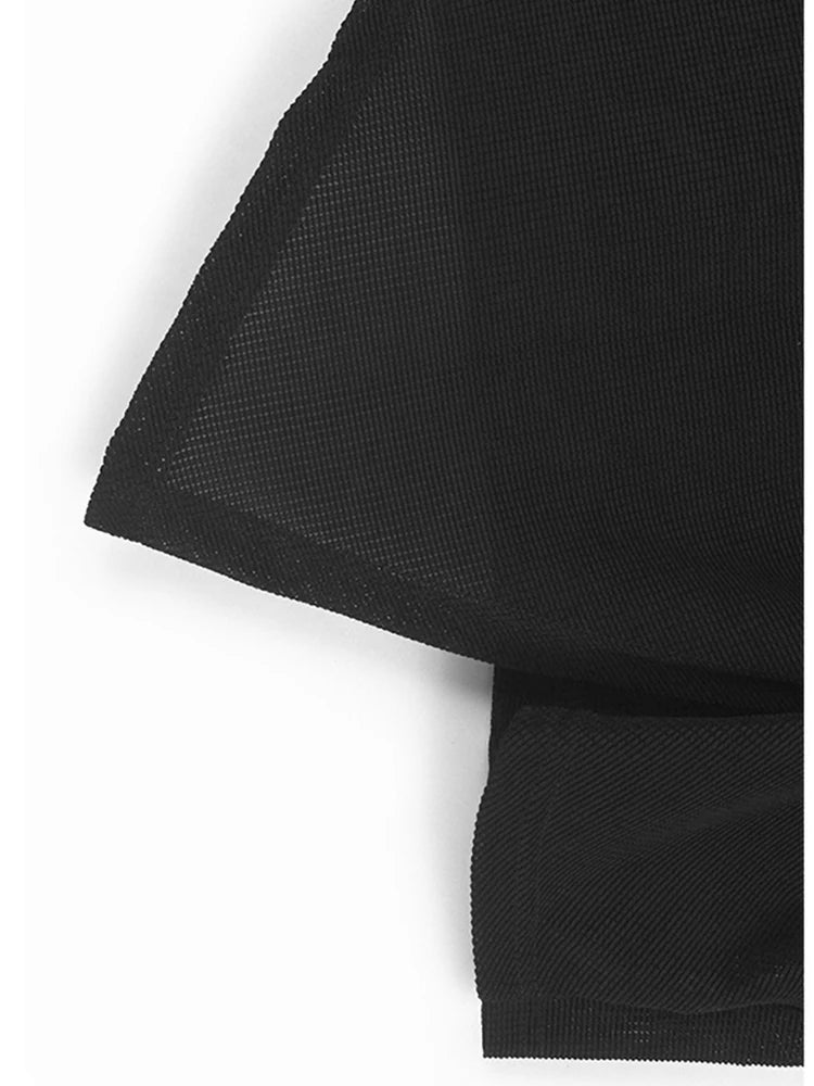 Women Black Irregular Pleated Big Size Casual T-shirt New Round Neck Short Sleeve Fashion Tide Spring Summer 2025 1DJ1318