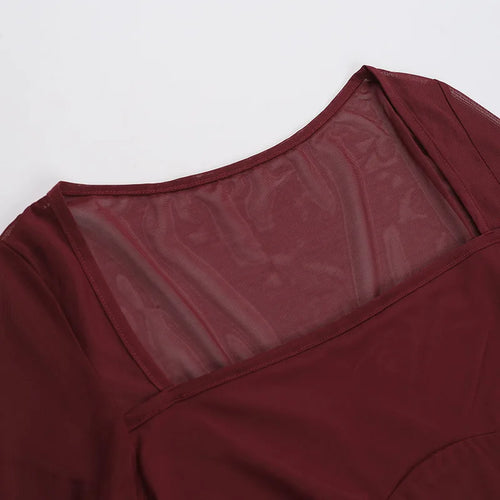 Load image into Gallery viewer, See Through Mesh Sexy Maxi Dress For Women Fashion Square Collar Long Sleeve Ruched Bodycon Club Party Long Dress
