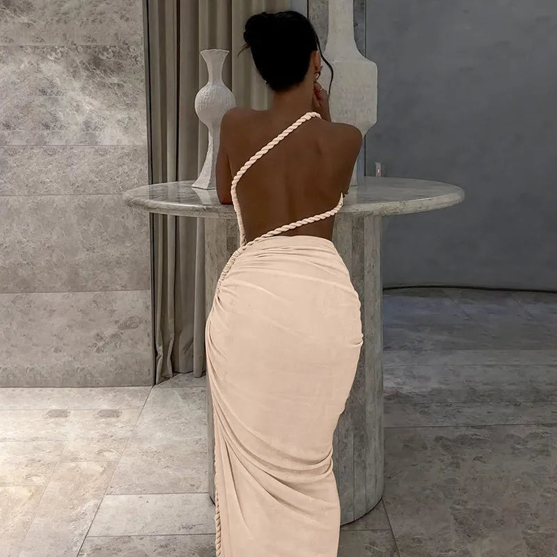 Off-shoulder Thigh High Split Sexy Maxi Dress For Women Fashion Strapless Sleeveless Ruched Bodycon Club Party Dress